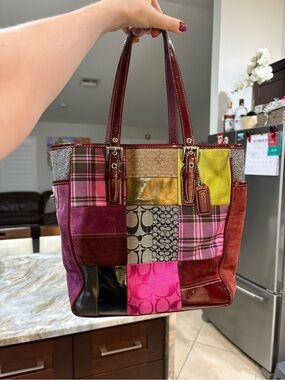 Vintage Coach Patchwork Signature Tote Bag Y2K